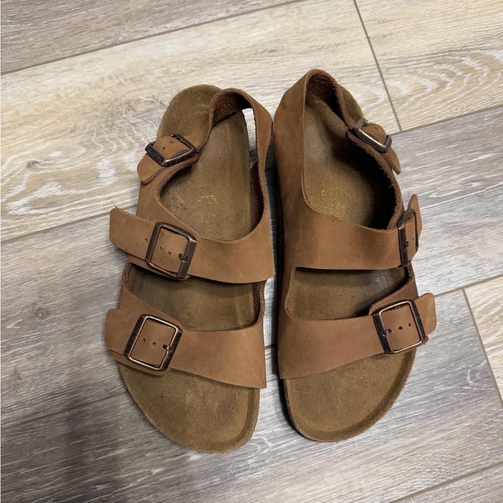 Birkenstock Brown Suede Double Buckle Sandals